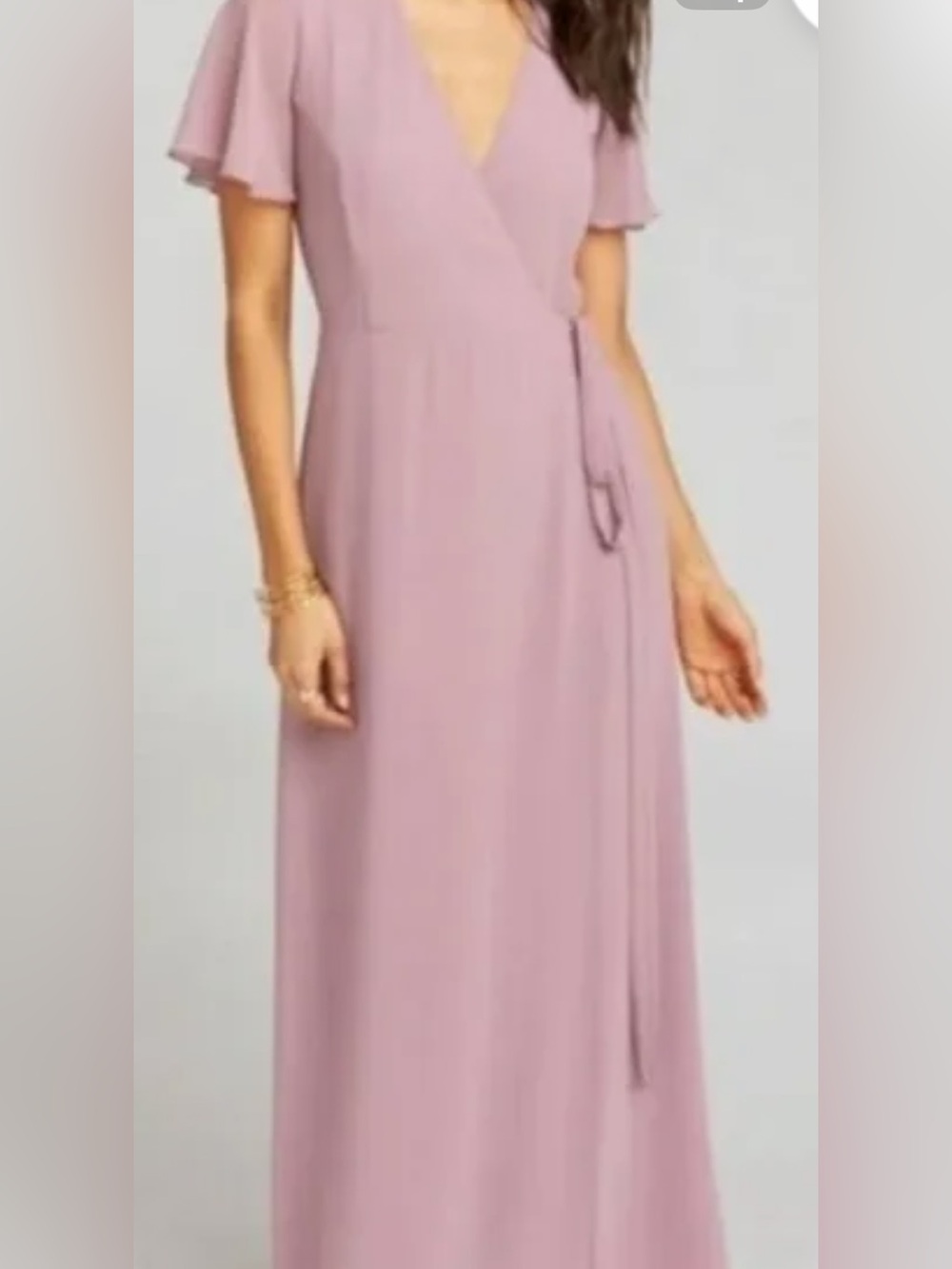 NWT Show Me Your MuMu Dusty Purple Wrap Maxi Dress with Flutter Sleeves Size XS